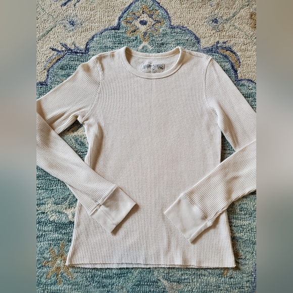 American Eagle Black and White Waffle Knit Thermal Tops S - Picture 3 of 8